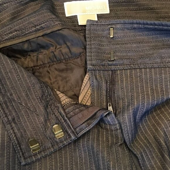 Michael Kors Bermuda Shorts Cotton Blend Brown on Brown Stripe Women's Size 4 - Picture 4 of 9